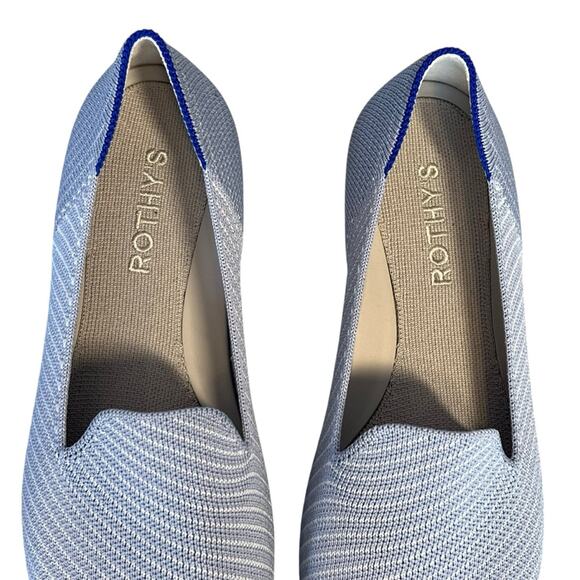 Rothy’s Women’s Sz 7 Blue Almond Toe Loafer Robin Twill Slip On Washable Comfort - Picture 6 of 10